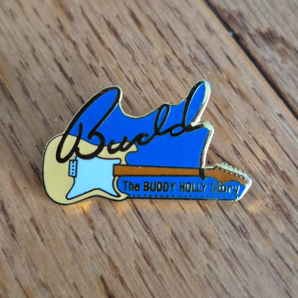 Buddy Holly Story Metal Pin Lapel Pin Gold